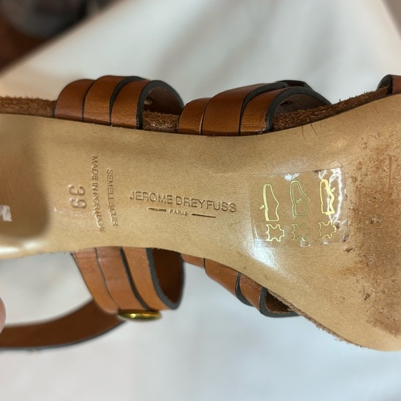 JEROME DREYFUSS Sz 39 Heeled Sandals Metallic Studs Leather Strappy Ankle - Picture 10 of 10